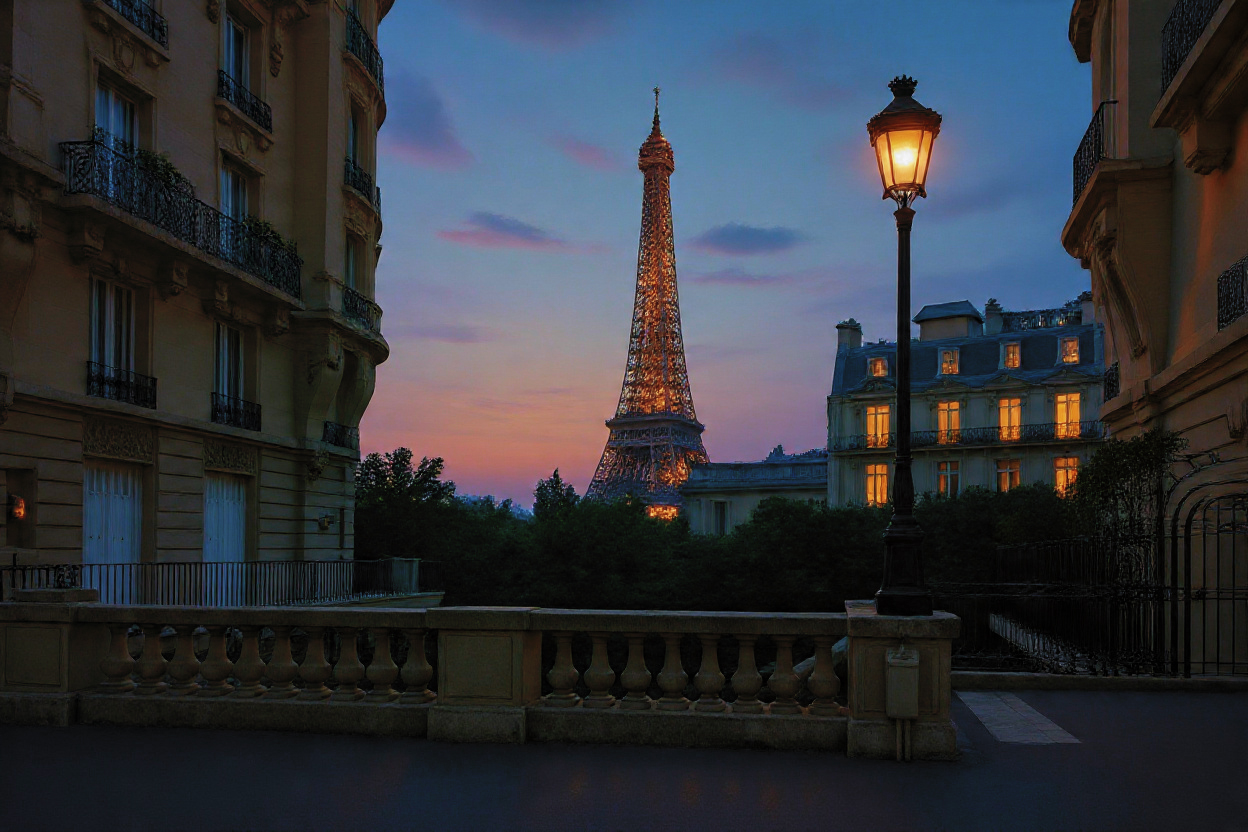 Paris in der blauen Stunde mit Eiffelturm
